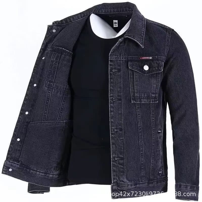 Men's Jacket Autumn New Denim Jacket Men's Fashion Versatile Black Gray Jacket Casual Trendy Top 2