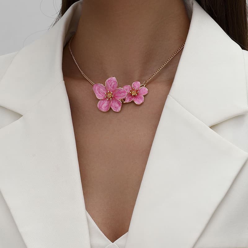 Summer universal necklace, small design chain for key bag , Amazon, flowered, high-quality style, light luxury style, trend of season, bright catchy style 3