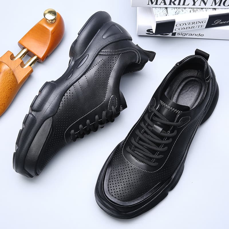 Summer leather breathable walking shoes, sports lightweight casual footwear for leisure, non-slip running sneakers 3