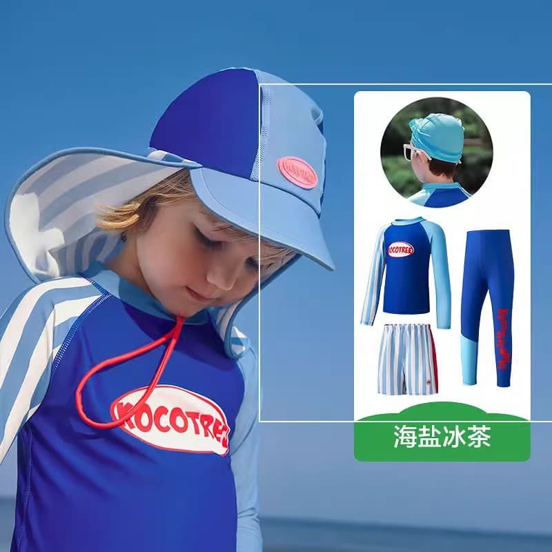 (Cross-border trading), children's swimwear, split overall for boys, long-sleeve, trousers, sun protection 3