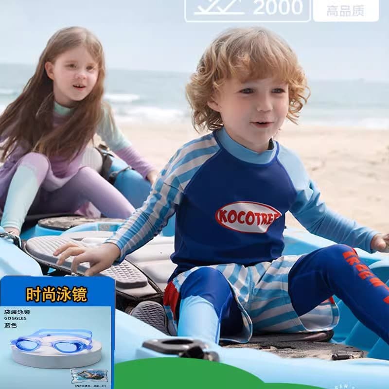 (Cross-border trading), children's swimwear, split overall for boys, long-sleeve, trousers, sun protection