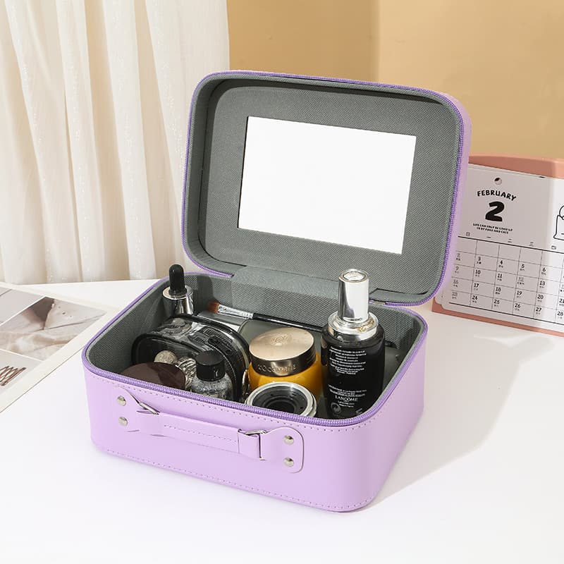 Polyurethane cosmetic bag, suitcase, mirror for traveling, organizer bag 4