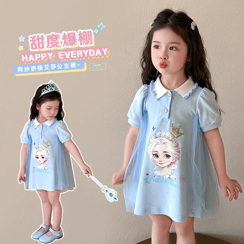 Children's dress, summer clothing, small princess costume, Korean style, western style, mesh skirt 4