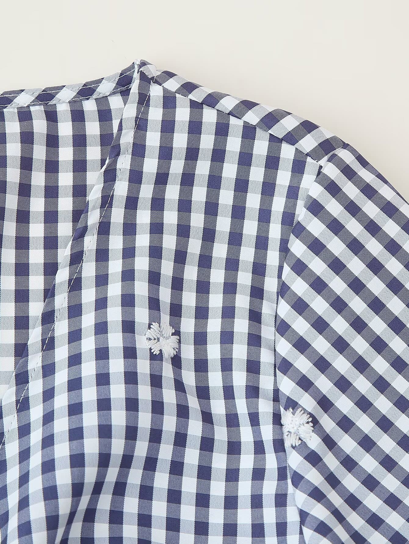 (Cross-border trading), (Wholesale), summer shirt, European style, V-neckline, with embroidery 4