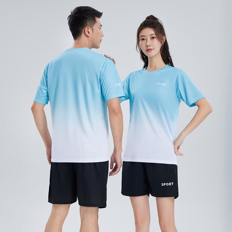 Sports suit, summer set, quick dry short sleeve T-shirt for gym for leisure, gradient, for running, oversize, plus size 3