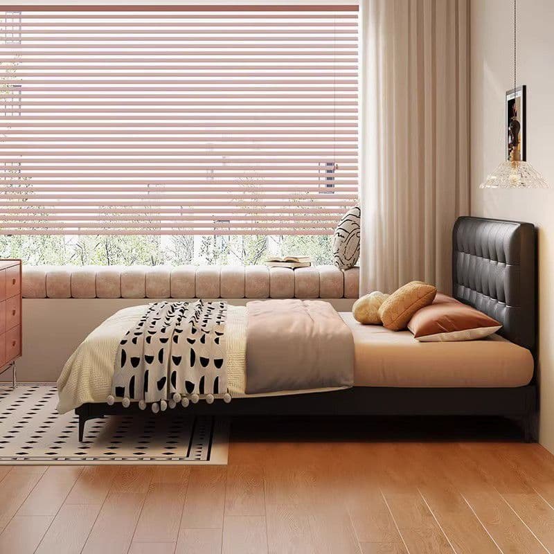 2025 new style liftable thin bedside edge bed small apartment leather bed simple primary and secondary beds minimalist double bed 2