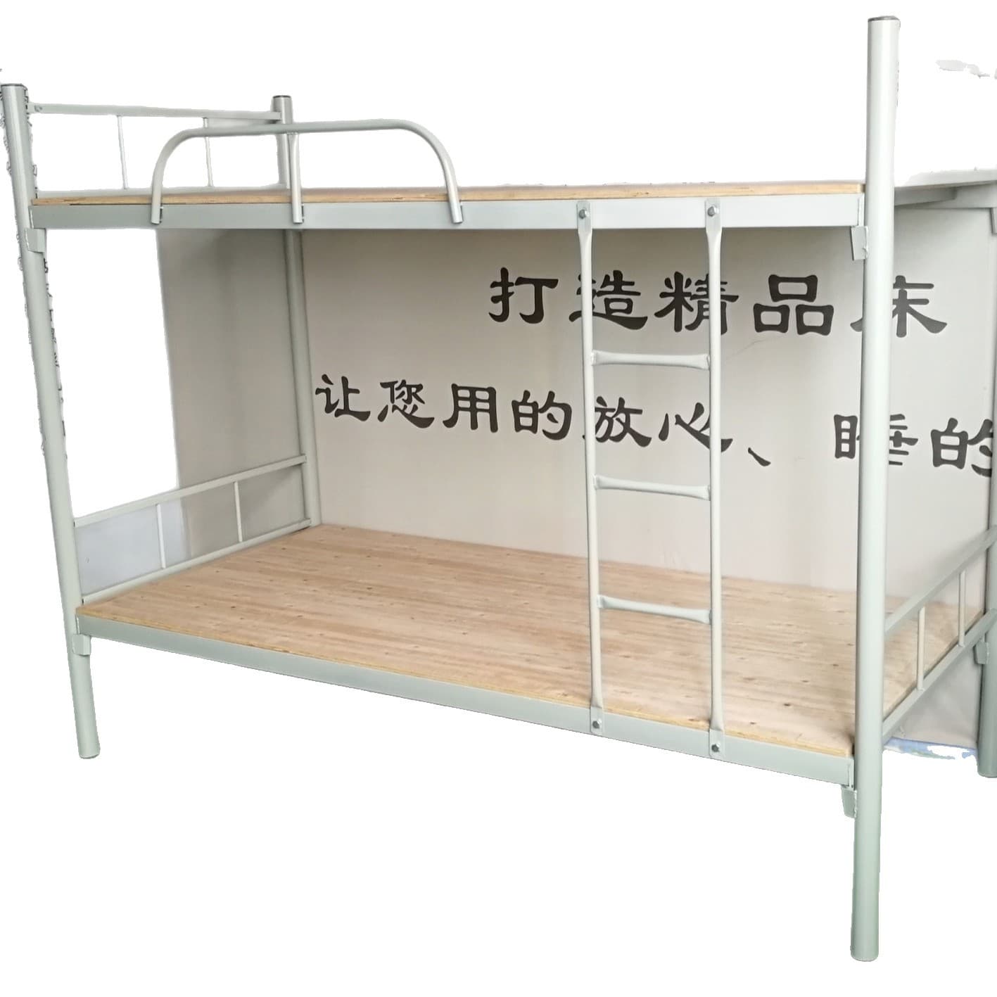 City self-pickup snap-on round tube double-layer iron frame bed student dormitory iron high and low bed construction site high and low bed spot 5