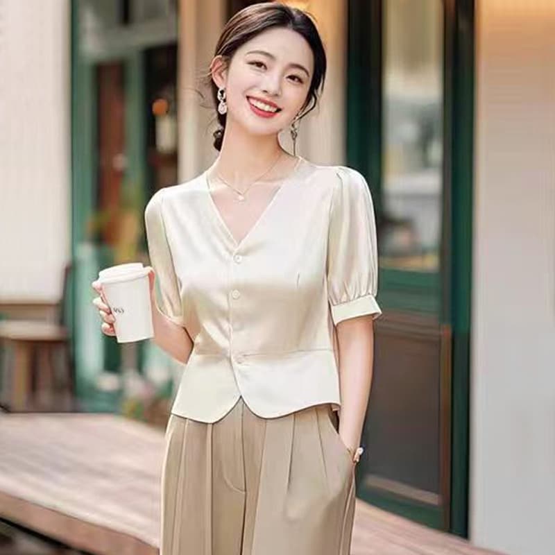 Summer fashionable apricot overall, set, bright catchy style, high-quality style, western style 2