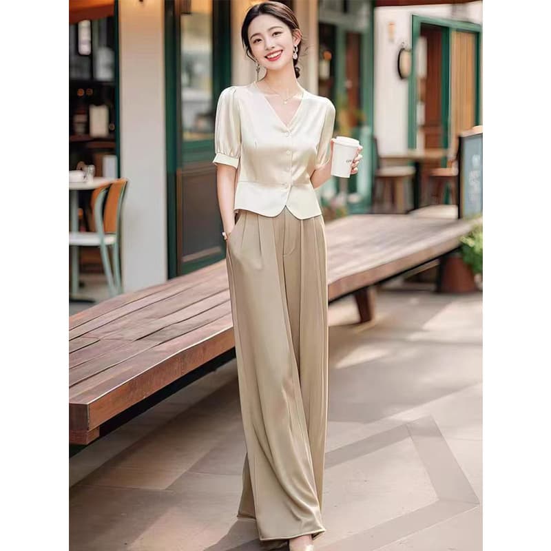 Summer fashionable apricot overall, set, bright catchy style, high-quality style, western style 3