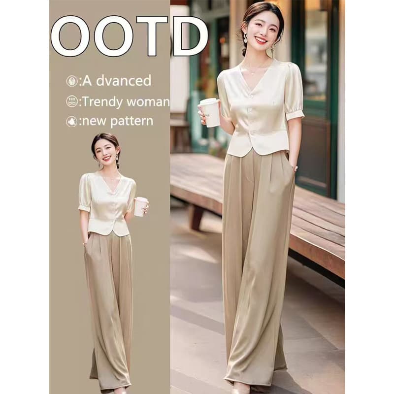Summer fashionable apricot overall, set, bright catchy style, high-quality style, western style 1