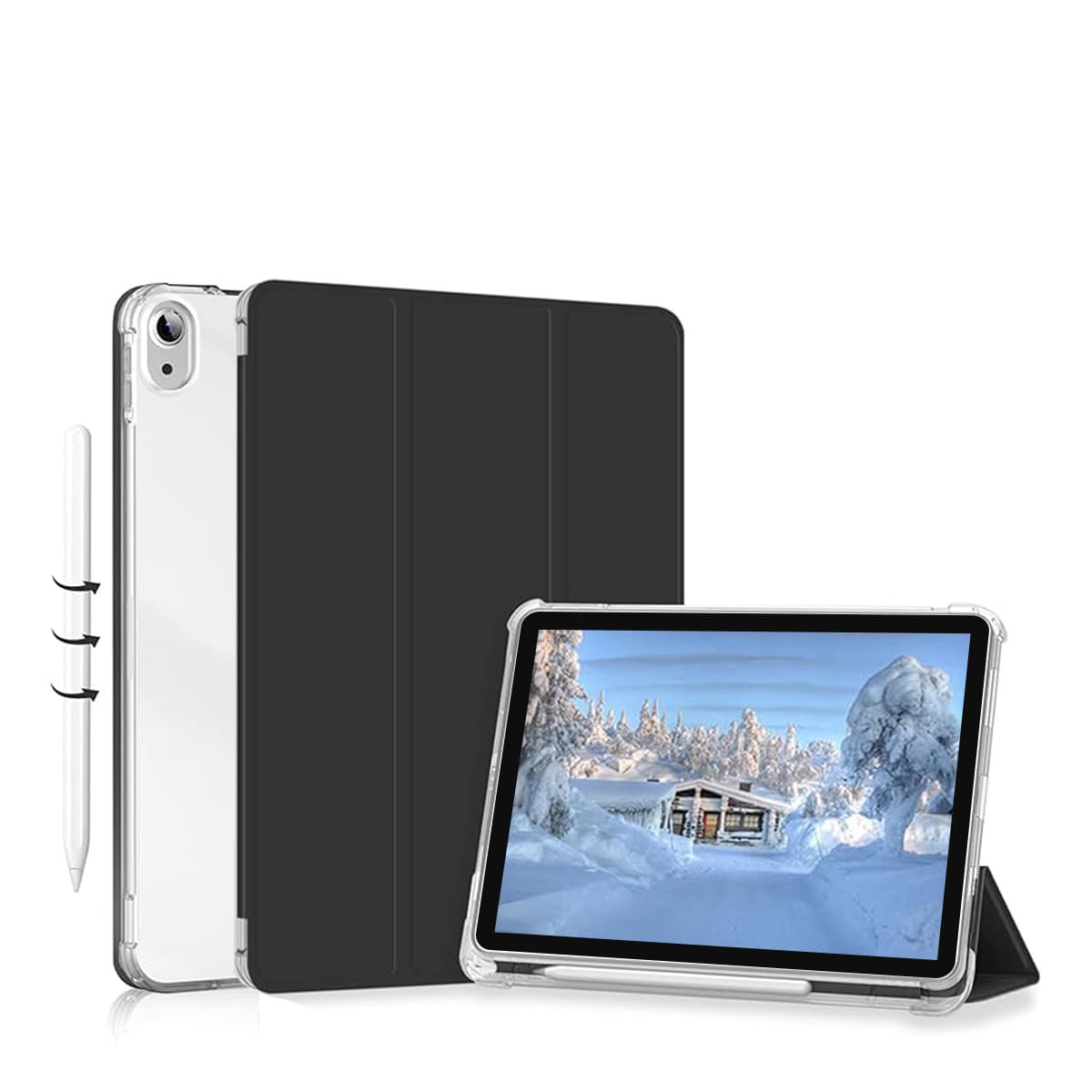 Applicable to iPad flat cover iPad10 protective cover three-fold magnetic ipad protective case with pen slot transparent 5
