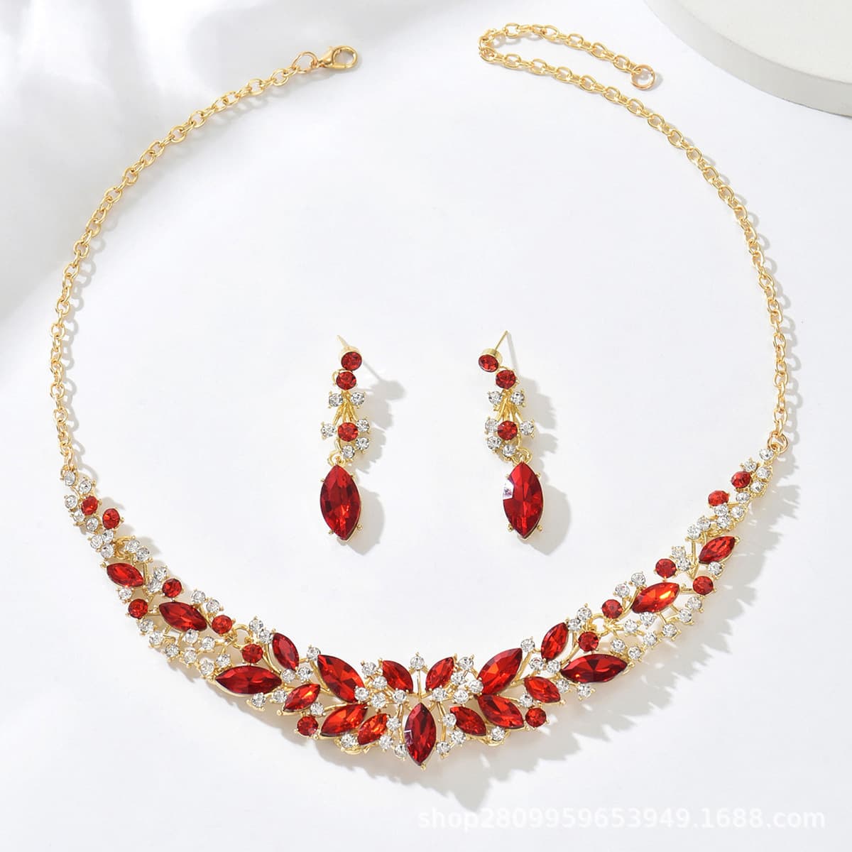 (Cross-border trading), retro necklace and earrings, set for bride, accessory, 2025 years, European style 3