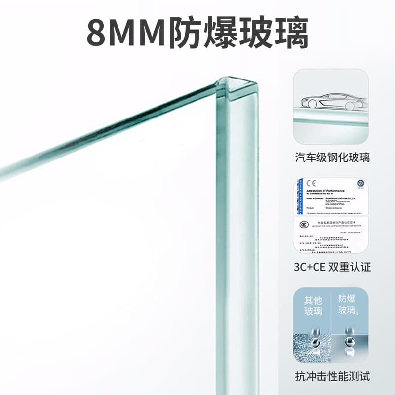 Hotel stainless steel straight shower room B&B bathroom sliding door tempered glass shower screen bathroom door 3