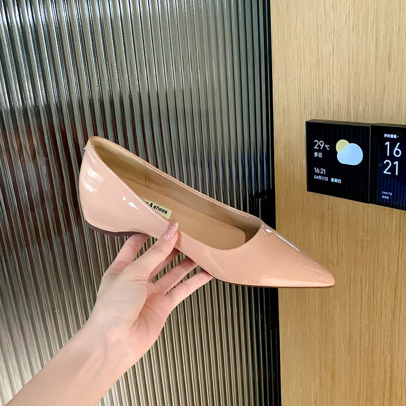 Nude pink height-enhancing single shoes for women 2025 new sexy pure open toe stitching gentle temperament commuting women high heels women 2