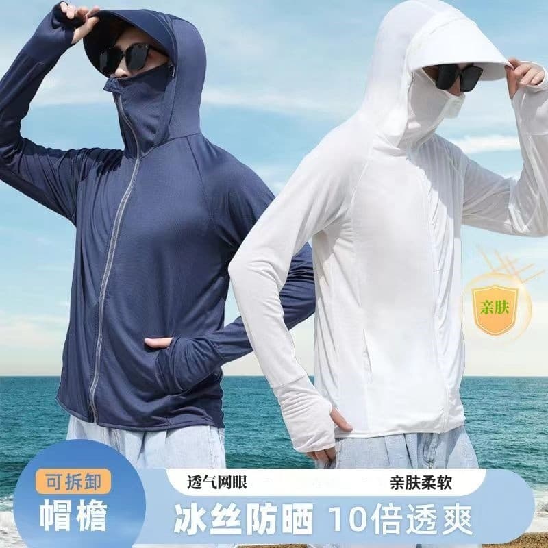 Summer silk sun protection clothing, travel thin hoody, quick dry long-sleeve, breathable jacket for leisure 3