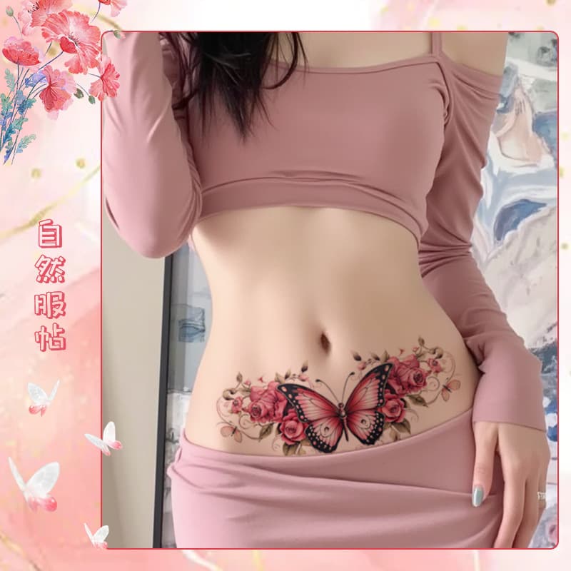 Tattoo stickers, waterproof postpartum bandage, long-term effect, flowered 2