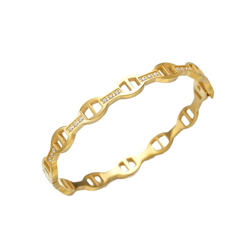 (Cross-border trading), fashionable bamboo design women's bracelet stainless steel, micro incrustation 2