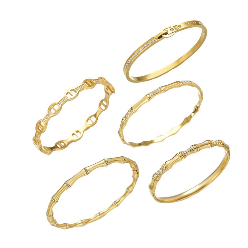 (Cross-border trading), fashionable bamboo design women's bracelet stainless steel, micro incrustation 1