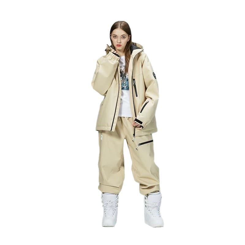 Ski jacket, men's set, "Mountain cloud" tea, windproof waterproof ski board 5