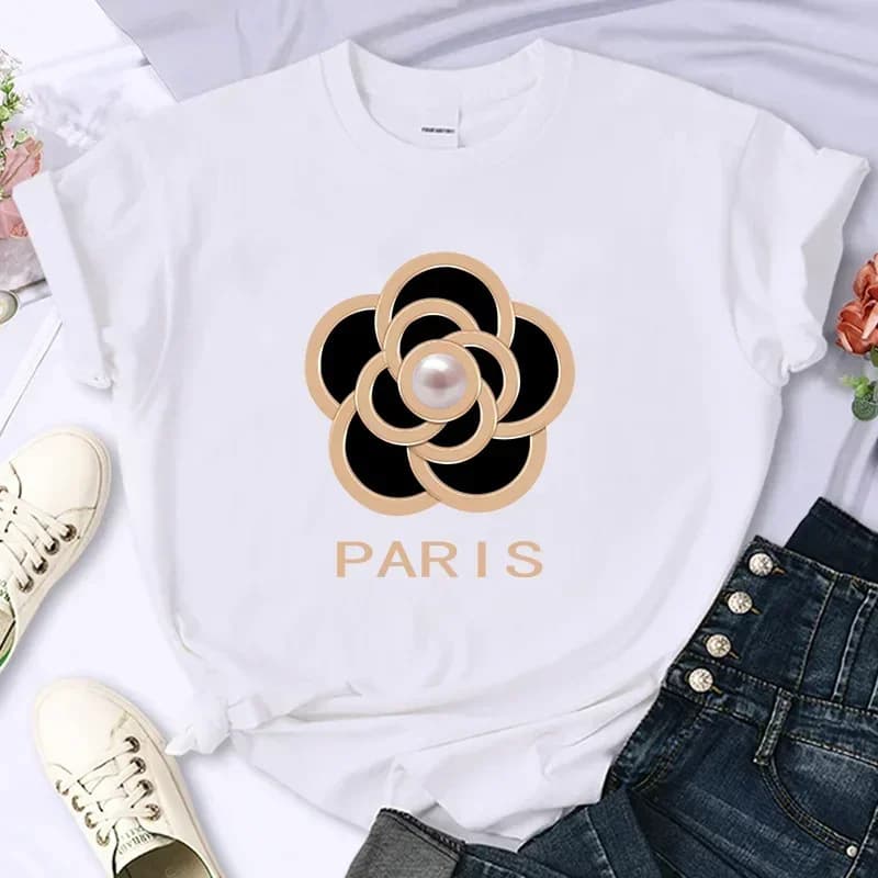 2025 latest flowers for women high quality summer printed t-shirt casual oversized millennium bug personalized sleeves O-shaped
