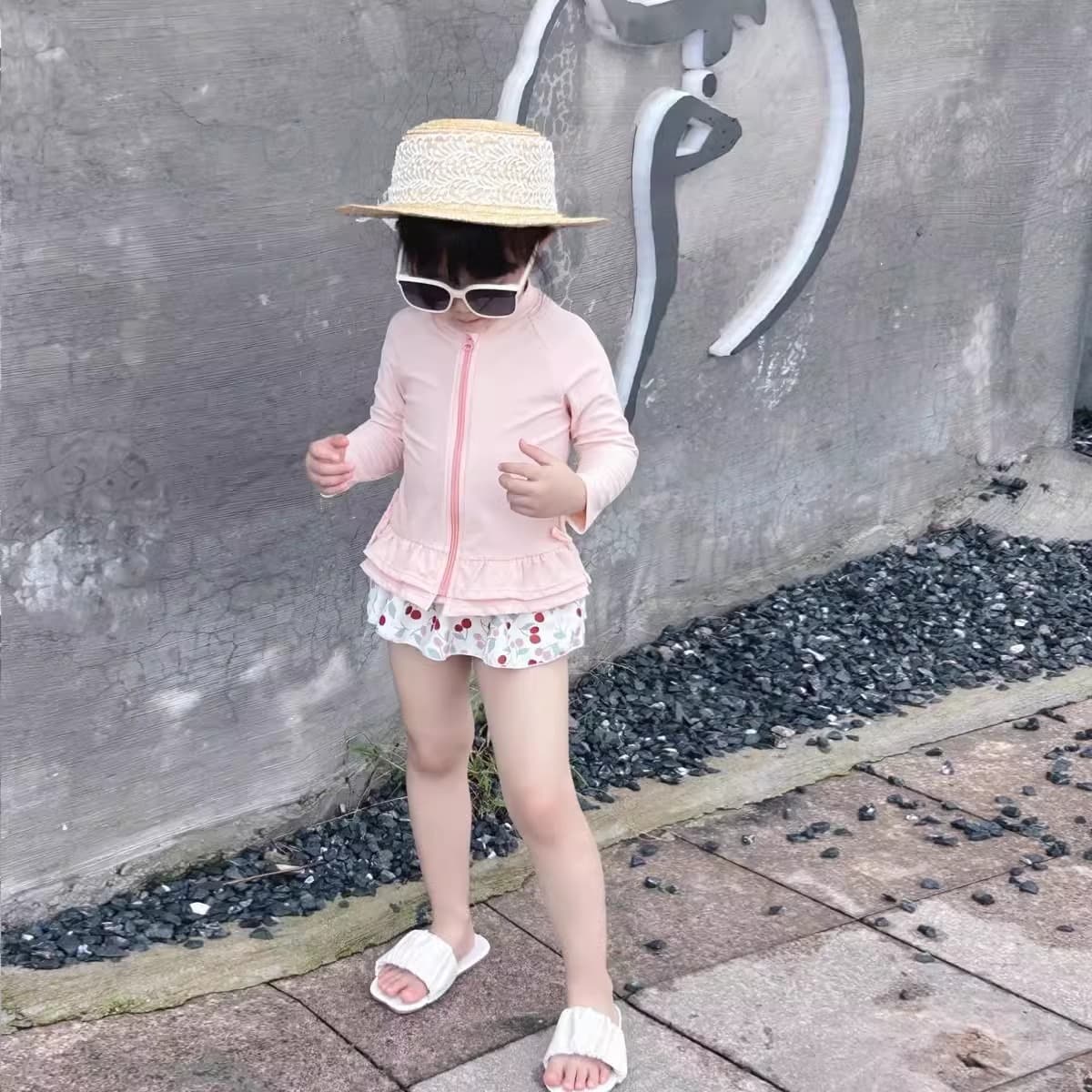 Long-sleeve, cute swimwear, quick dry small princess costume for swimming, sun protection 4