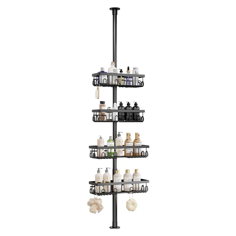 Cross-border punch-free top-to-floor corner shower rack stainless steel anti-rust shower corner rack bathroom shower storage rack 5