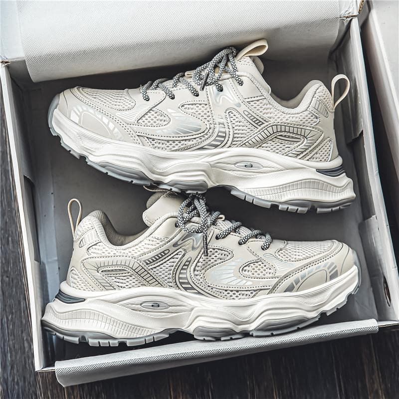 Sports shoes spring men's shoes new breathable mesh shoes men's trendy versatile thick-soled height-increasing shoes casual dad shoes 2
