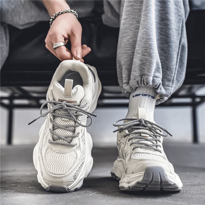 Sports shoes spring men's shoes new breathable mesh shoes men's trendy versatile thick-soled height-increasing shoes casual dad shoes
