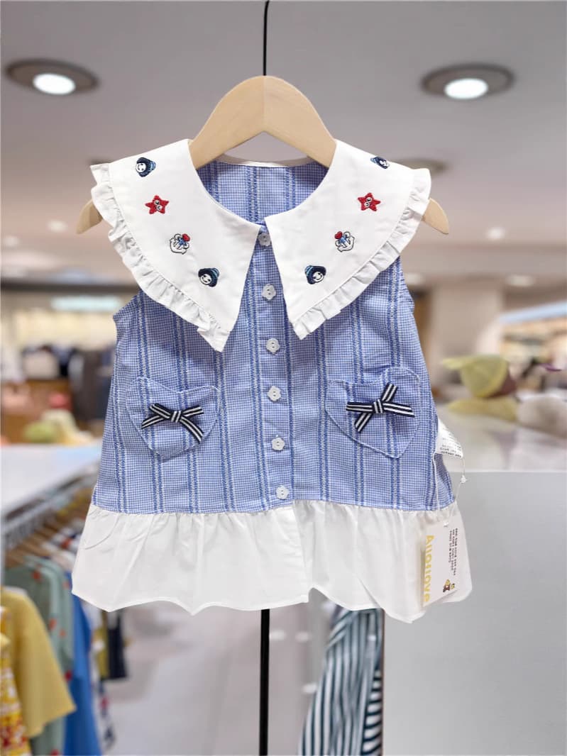 Summer cartoon sleevless dress girl's, Korean style, with embroidery 1