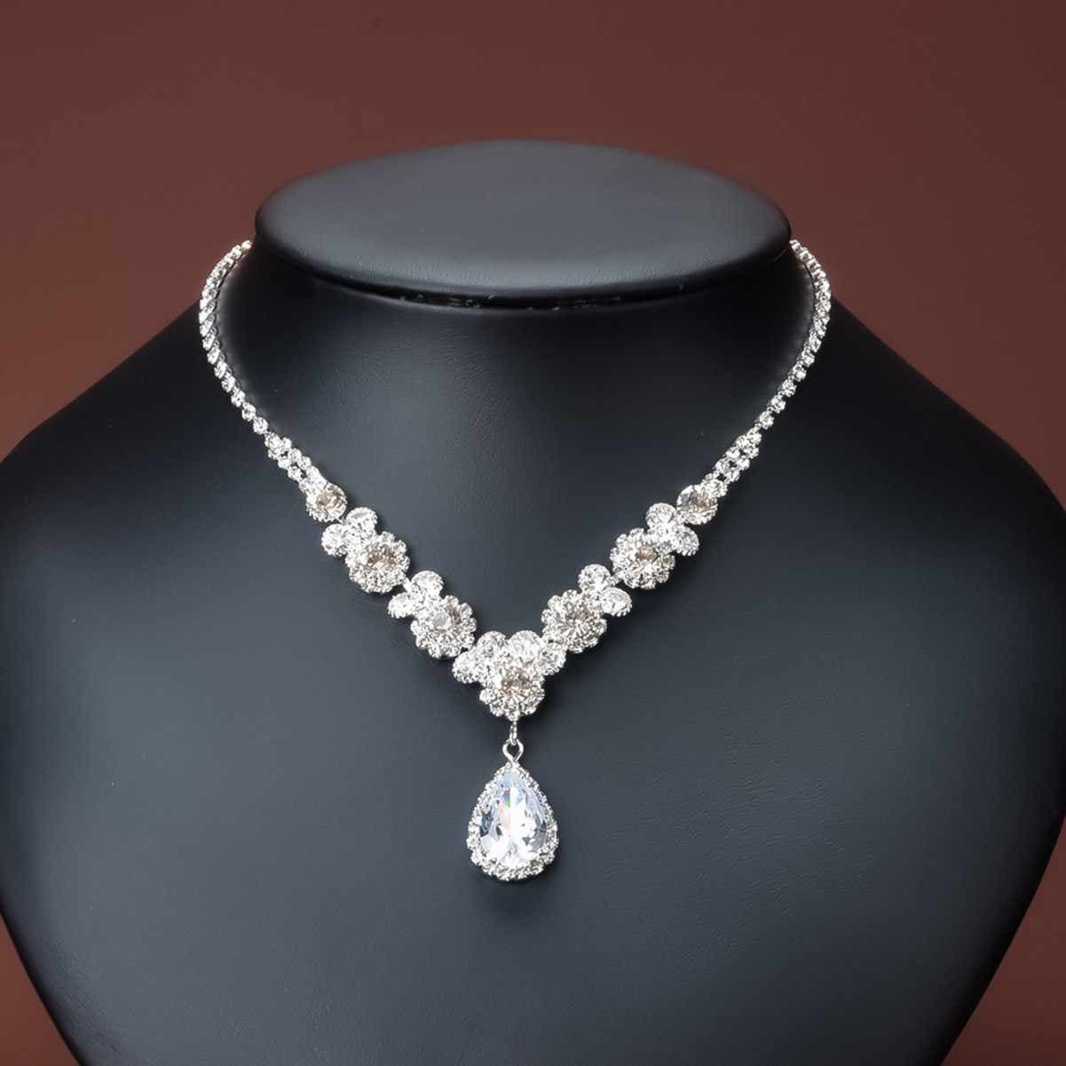 Necklace and earrings for bride, set, wedding dress, accessory, simple and elegant design, light luxury style, Birthday gift 3