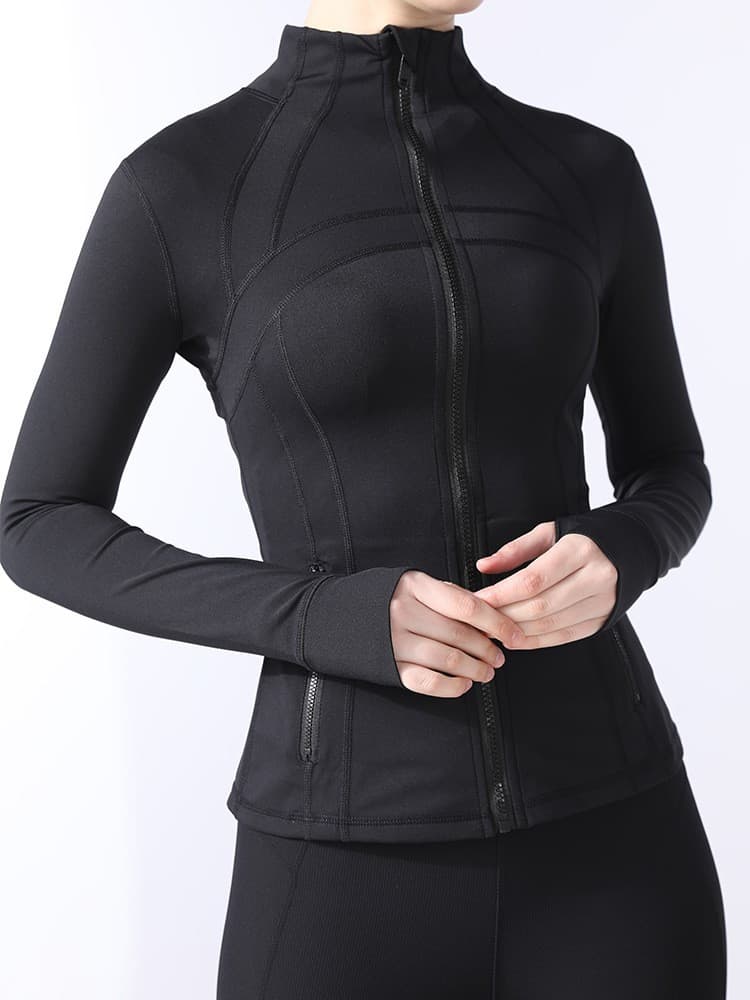 Sports quick dry jacket for gym, fitted long-sleeve, yoga clothing