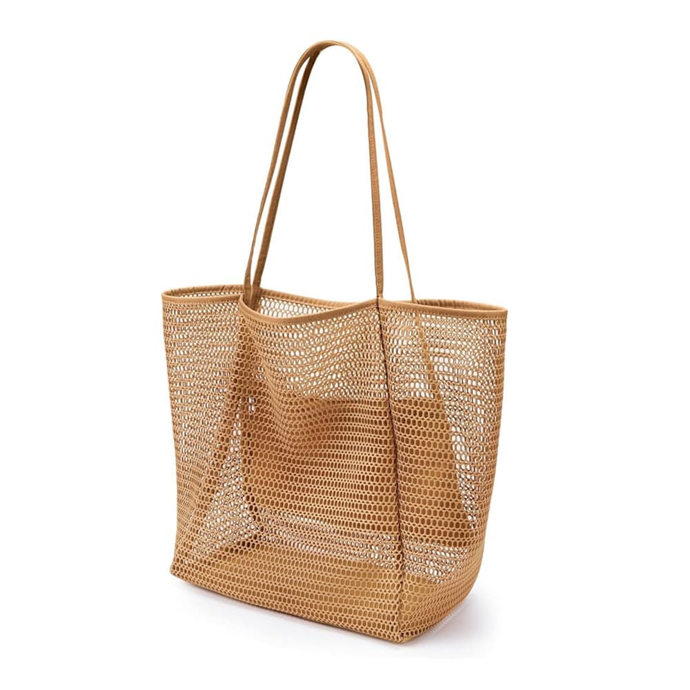 Summer beach capacious shoulder bag for swimming, children's mesh bag, swimwear, equipment, folding woven storage bag 5