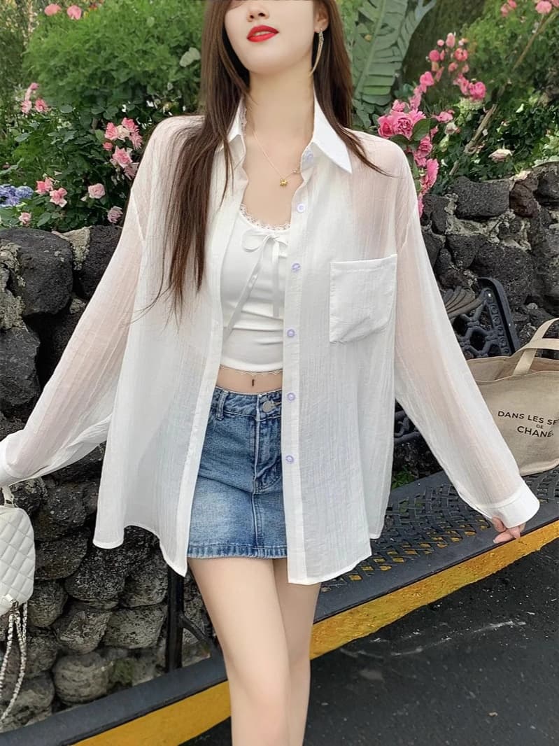 Light and thin shirt, cardigan, sun protection, loose fit 2