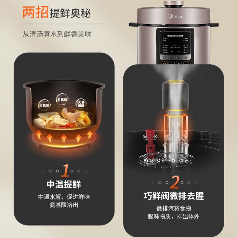 Midea electric pressure cooker household 6-liter L pressure cooker rice cooker cost-effective multi-function 4-5-6 fully automatic official authentic product 4