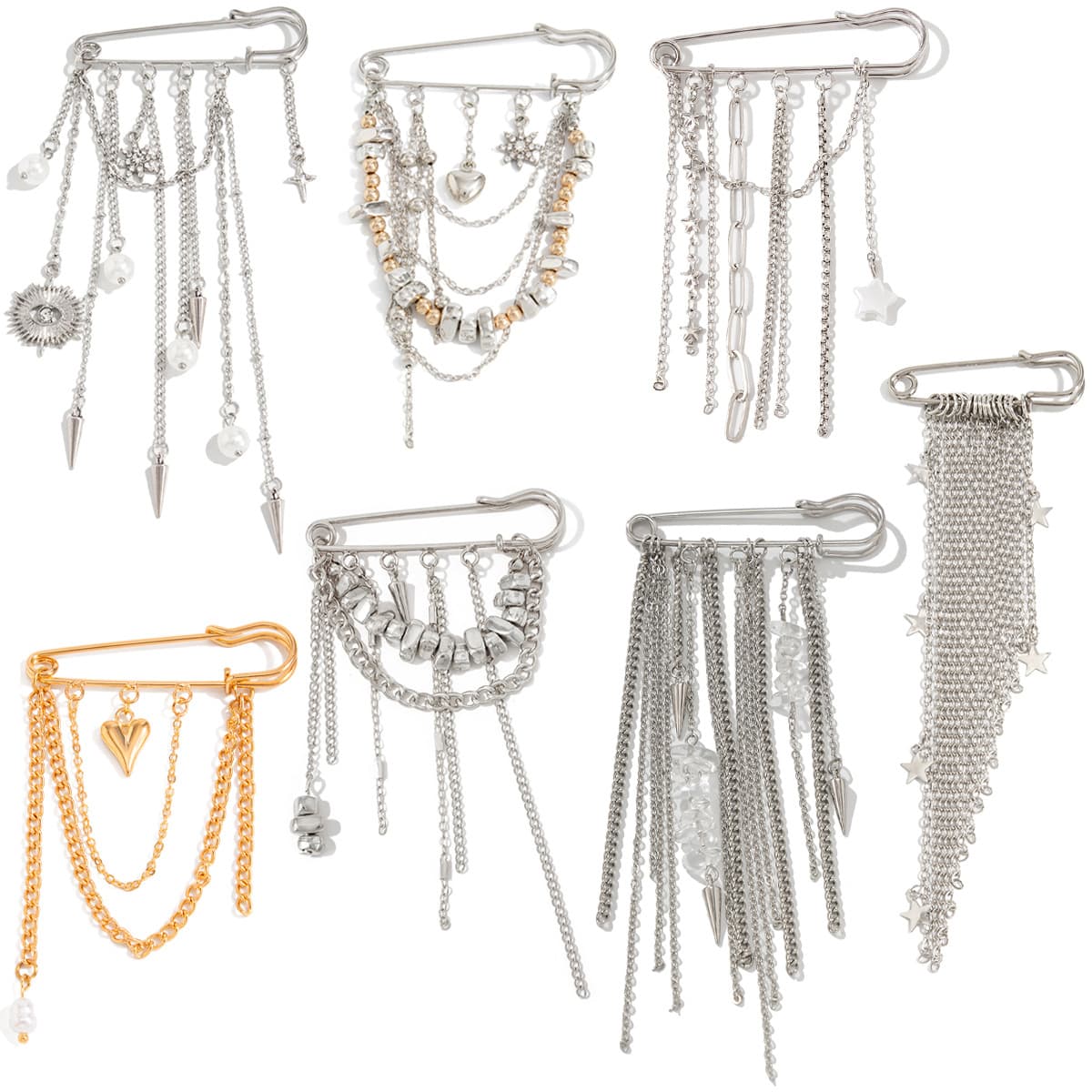 (Cross-border trading), brand metal chain with tassels, pin, design brooch, trousers, ankle bracelet, European style, trend of season 5