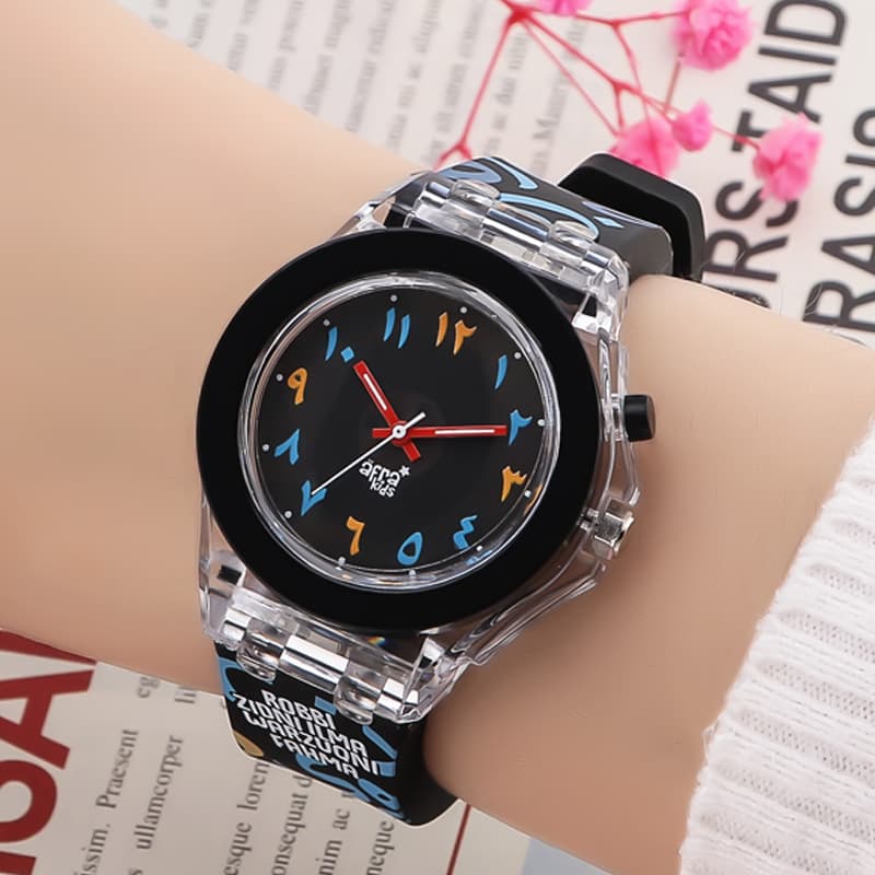 Children's watch, plastic Arabic quartz silicone cartoon dial