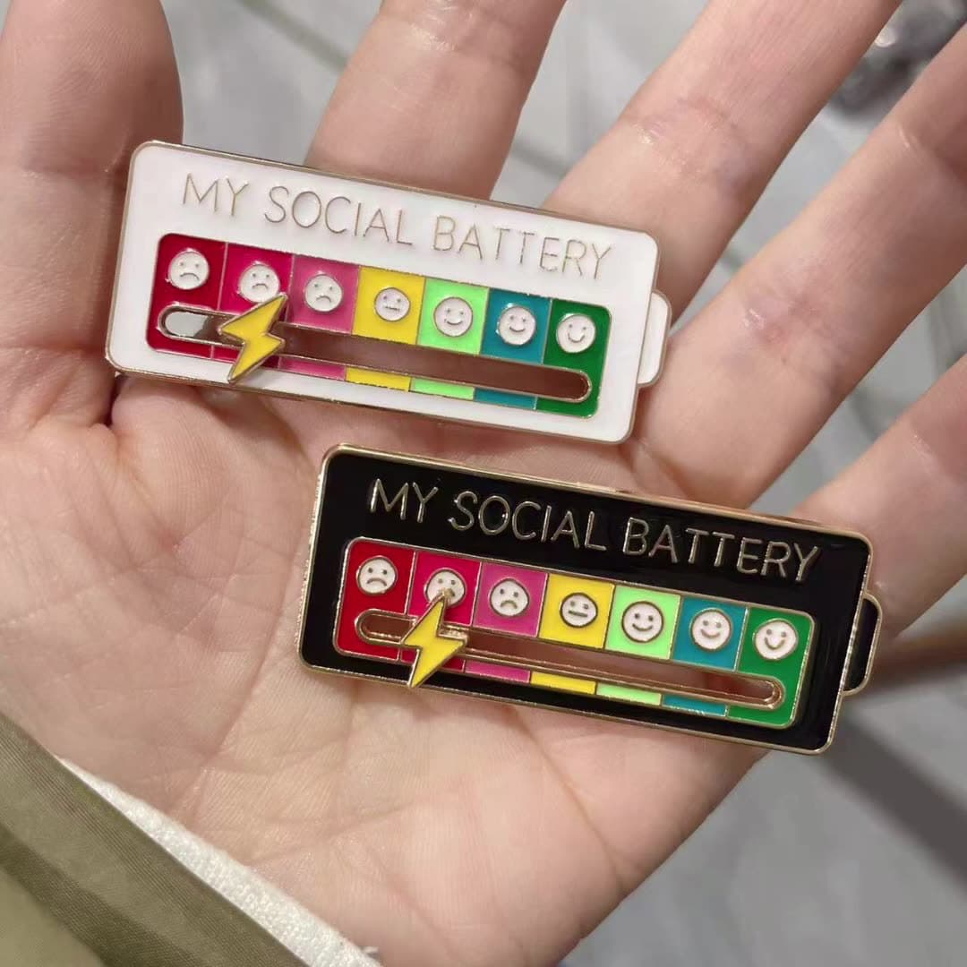 Mood Convert Energy Brooch Sliding Personality Diy Social Power Alloy Badge Expression Campus Pin 1