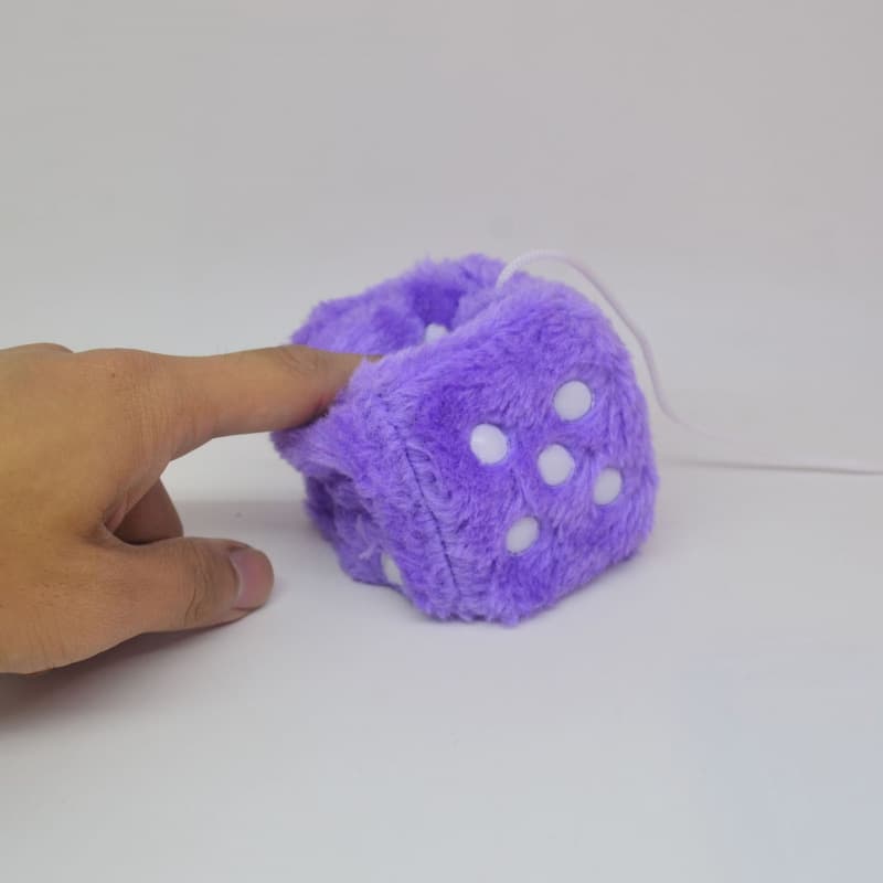 6cm long hair hot stamping dot dice plush toy cube 3