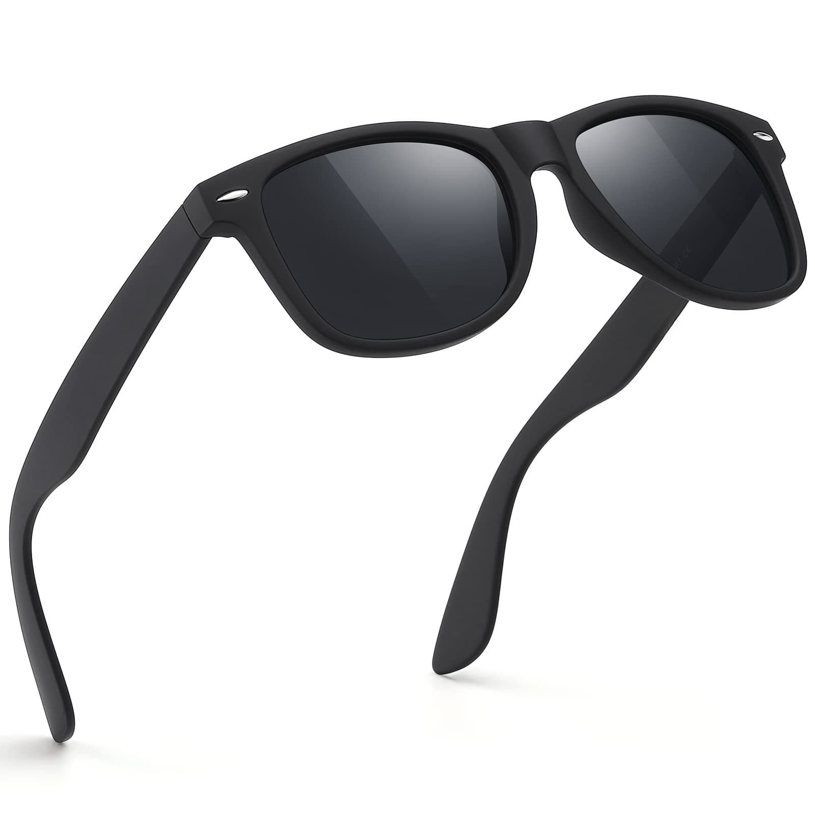 Travel black sunglasses for men and women, retro glasses solar-powered 1