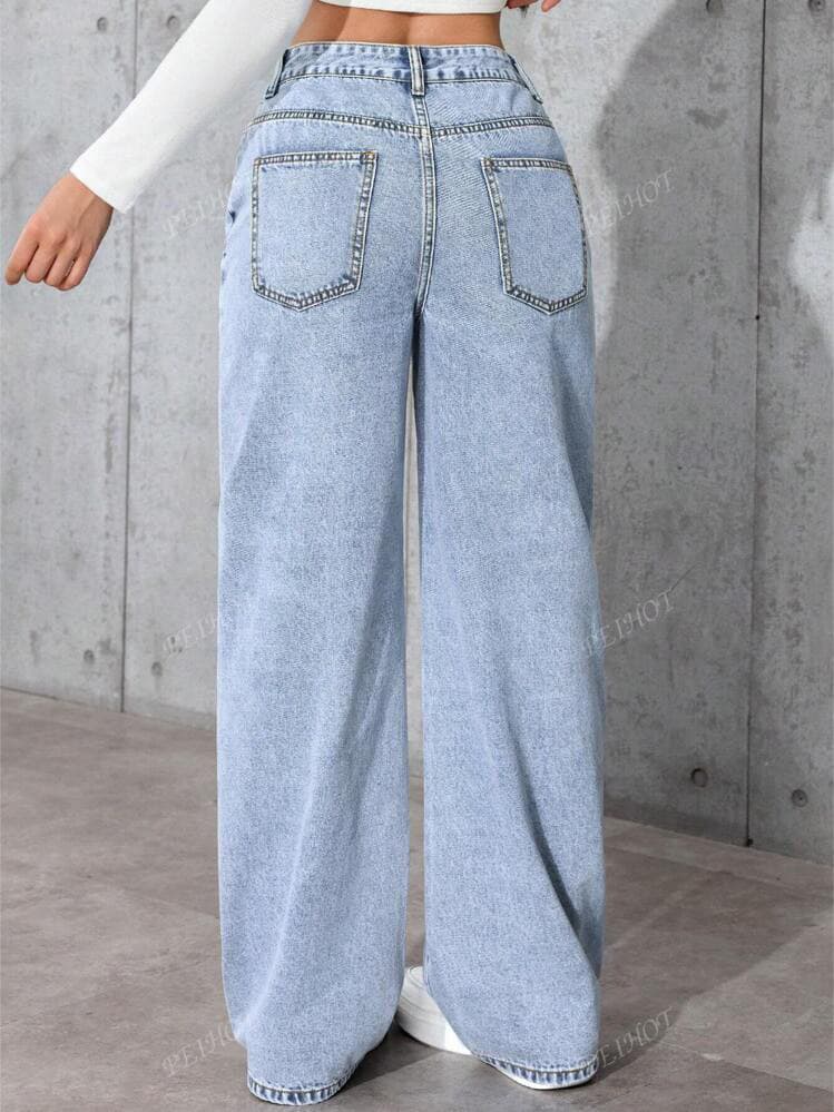 (Cross-border trading), summer loose straight jeans, trend trousers, high waist, oversize 3
