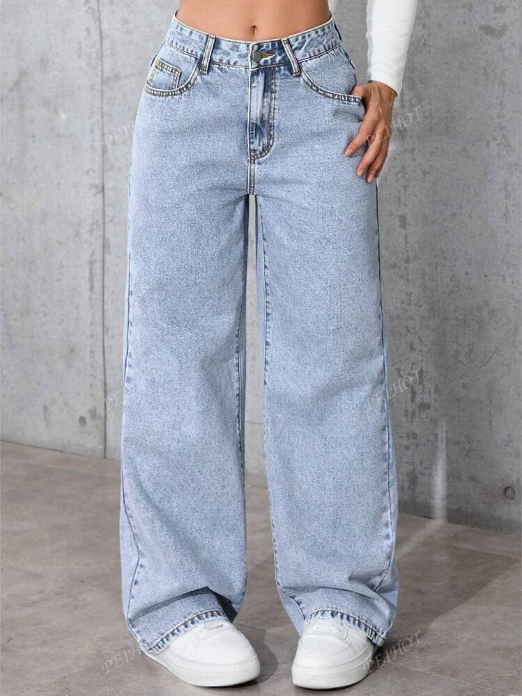 (Cross-border trading), summer loose straight jeans, trend trousers, high waist, oversize 4
