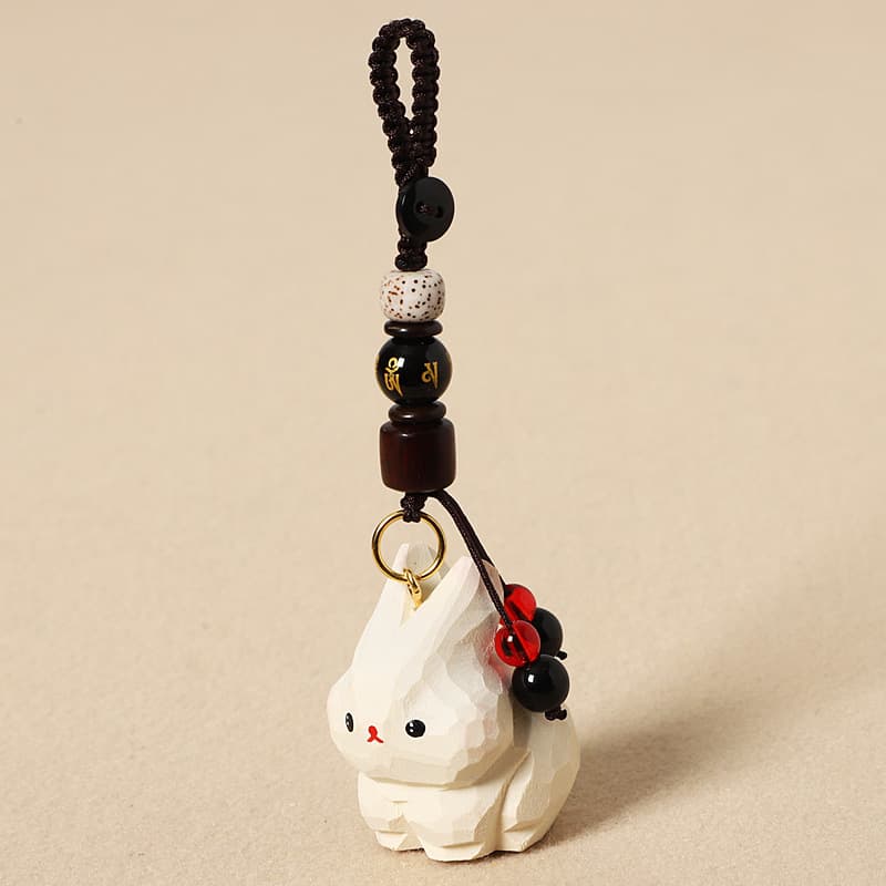 Creative cute keychain handmade, high-end backpack accessory, white rabbit, Birthday gift 4