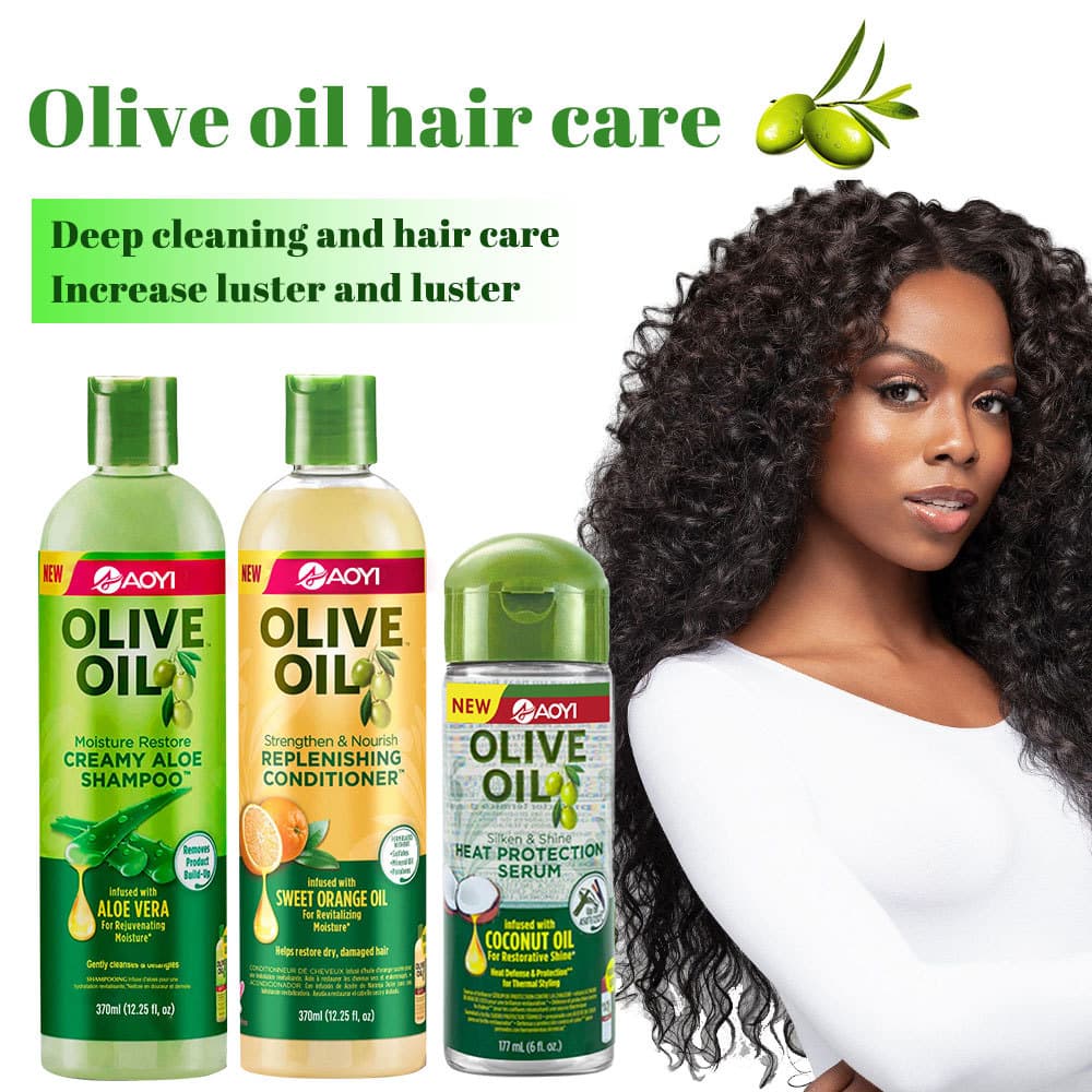 Shampoo, olive oil, aloe vera gel, moisturizing conditioner, set, adds volume, for hair care
