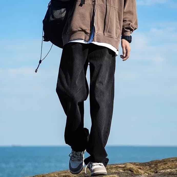 Autumn demi-season jeans, retro trousers, American style, loose straight fit 3