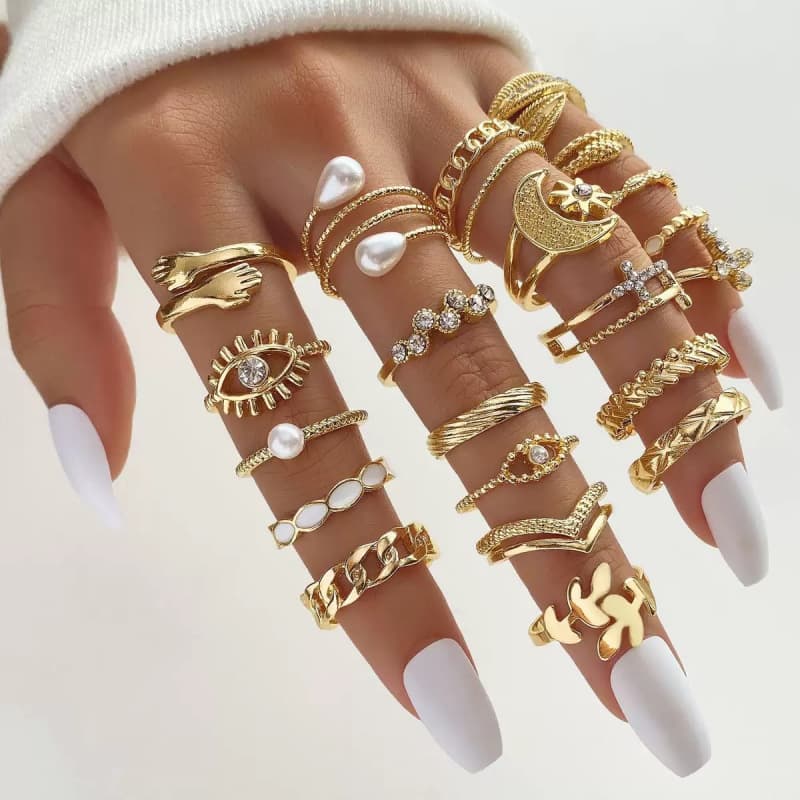 (Cross-border trading), accessory, multi-joint ring, set, European style 1