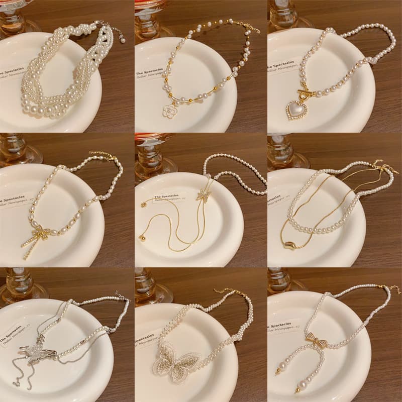 (Wholesale), necklace from pearl, retro chain for key bag , accessory, light luxury style, high-quality style 4
