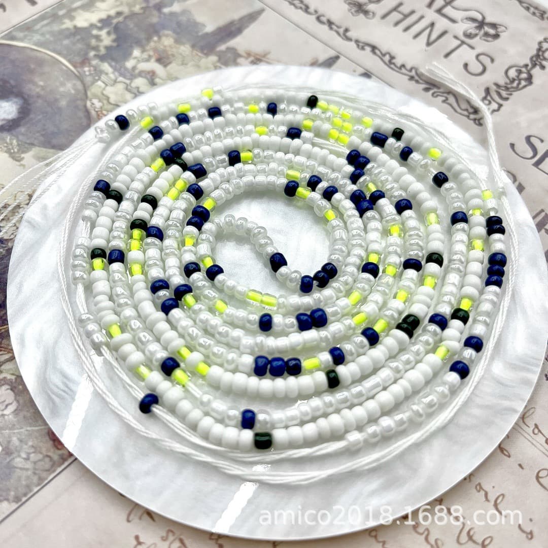 Cross-border supply 2025 new African waist beads manufacturer wholesale colored body chains cotton thread belly jewelry 3