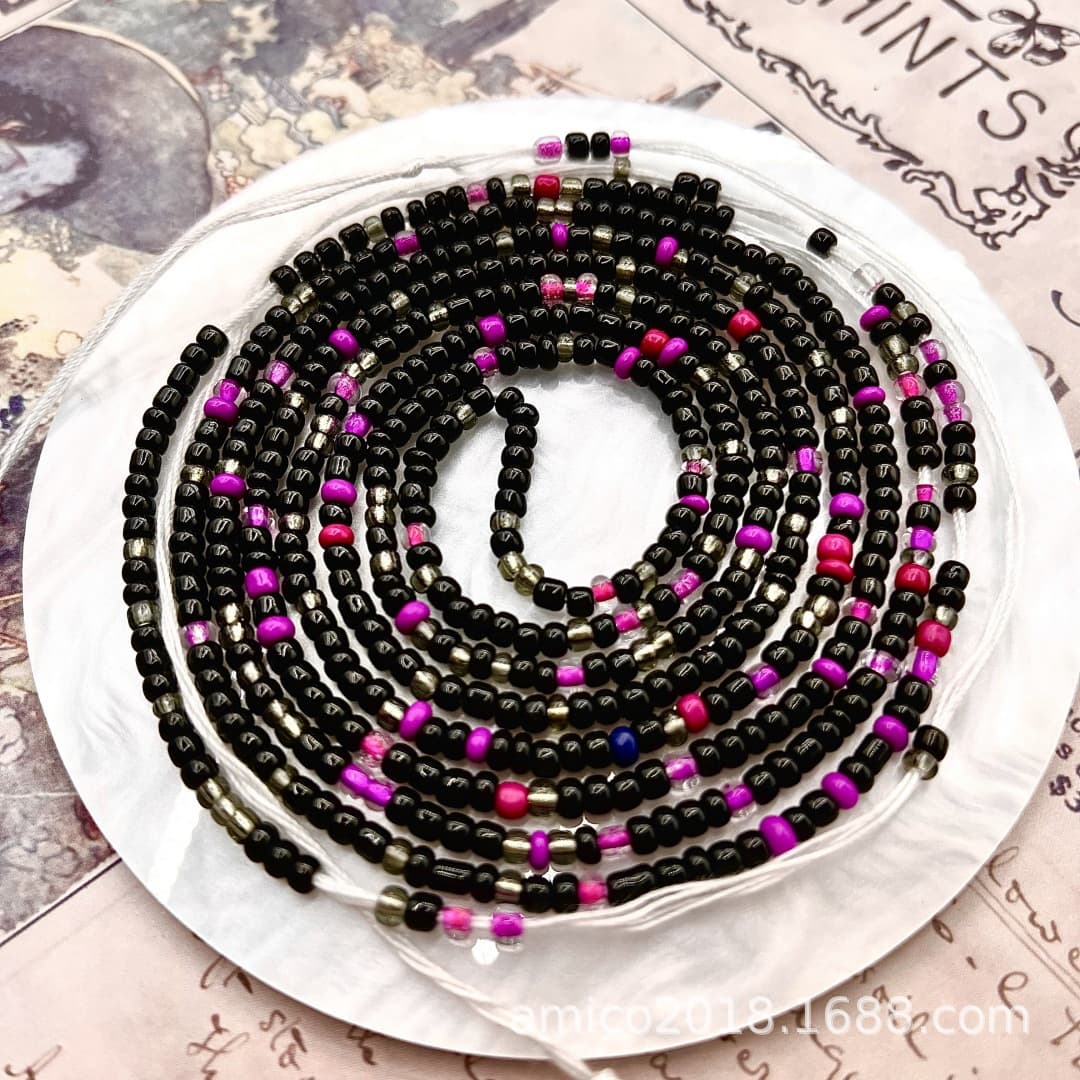 Cross-border supply 2025 new African waist beads manufacturer wholesale colored body chains cotton thread belly jewelry 5