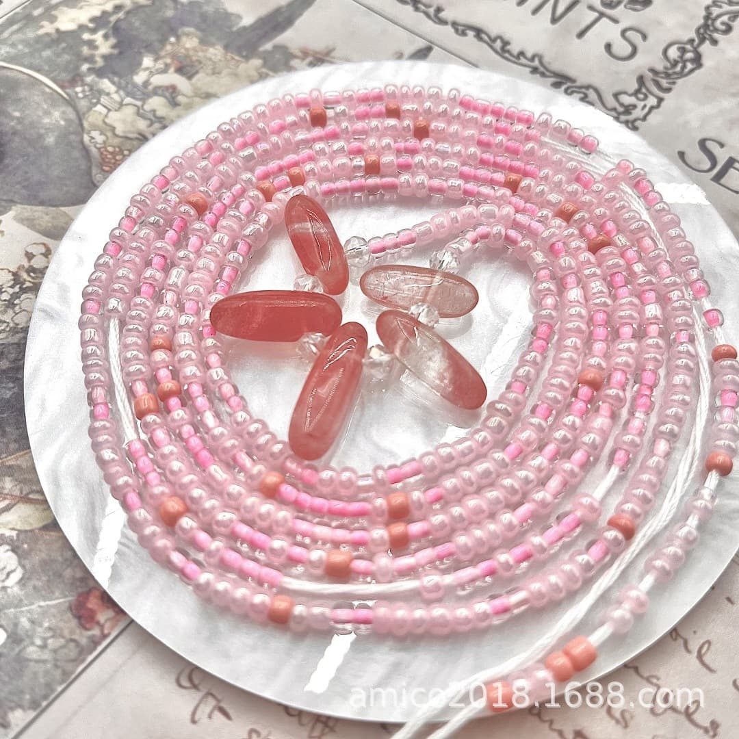 Cross-border supply 2025 new African waist beads manufacturer wholesale colored body chains cotton thread belly jewelry