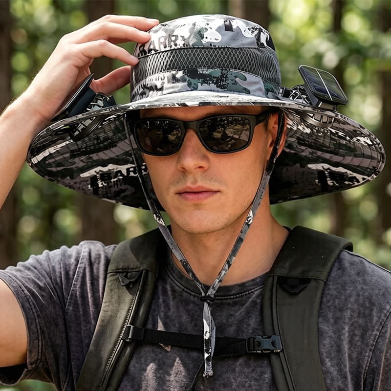 (Cross-border trading), men's air fan solar-powered charging for fishing, travel sun hat 3